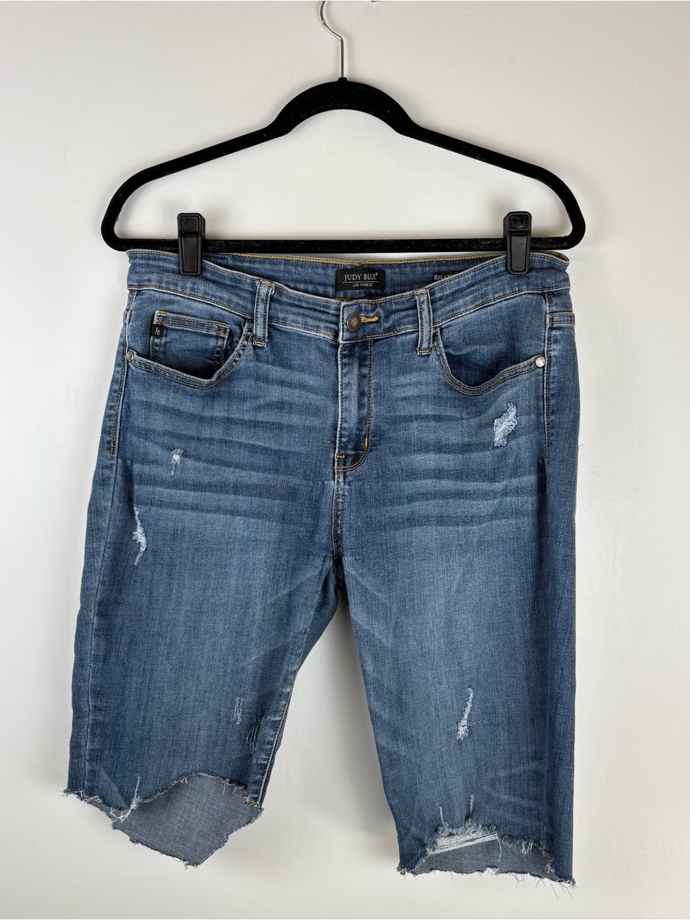 Judy Blue Jean Shorts Womens Size 15 Cut Off Bermuda Distressed Stretch Denim